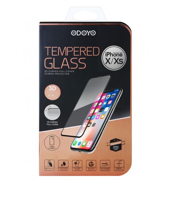 ODOYO SP1190 0.33mm Tempered Glass 3D-Curved Full Cover Screen Protector for iPhone X/XS